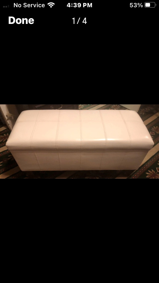 White  ottoman-footstool with under  seat storage 100.00 in Storage & Organization in Barrie - Image 4
