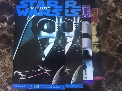For sale is a used in good condition star wars trilogy 3 vhs set w orig box asking $25