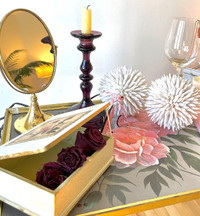 Petit miroir sur pied vintage laiton brass mirror