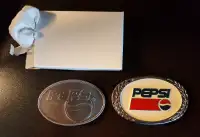2 boucles de ceinture en laiton Pepsi, neuve et usagée
