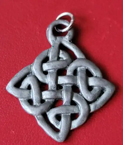 Vintage Signed Pewter Celtic Knot Cross Pendant