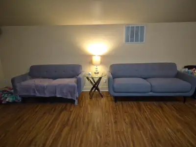 2 couches glass table and chairs surround sound, View more