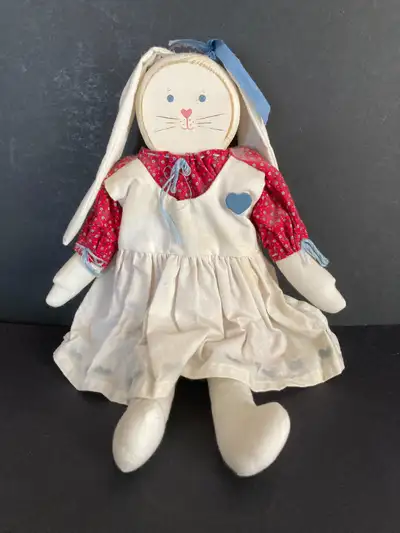 Rare Bunny Rabbit Flop eared wood and fabric Folk Art Primitive, View more