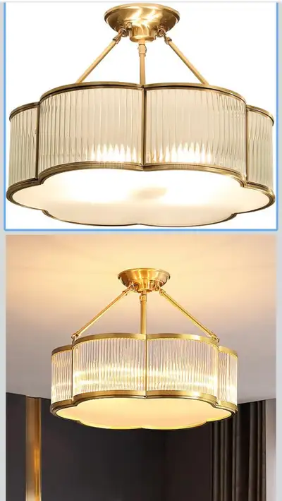 MIXL 24 in Large Semi Flush Brass Chandelier, View more