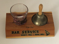 Vintage kitschy bar bell and shotglass Cape Cod souvenir barware