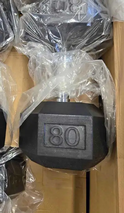 80lb Rubber Hex Dumbbell - Brand New, each sold separately, View more