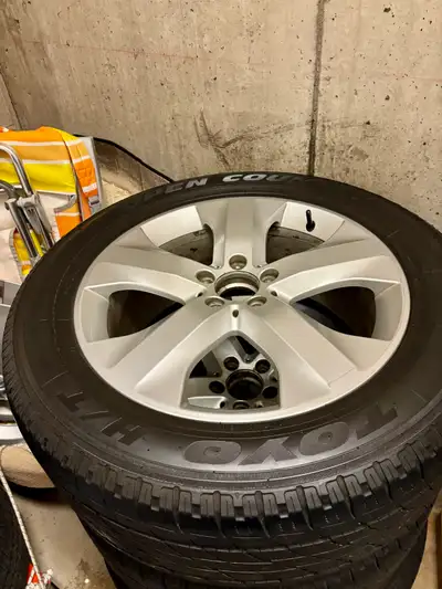 Super clean, no damage Mercedes alloys with Toyo HT Open country all season tires. At $795 the tires...