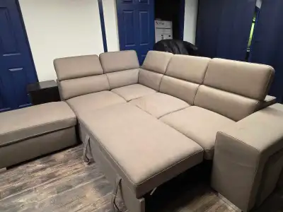 Sectional couch with pull out bed, please read description, View more