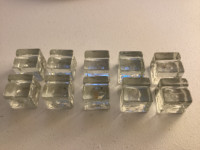 10 Clear Glass “Ice Cube” Place Card Holders