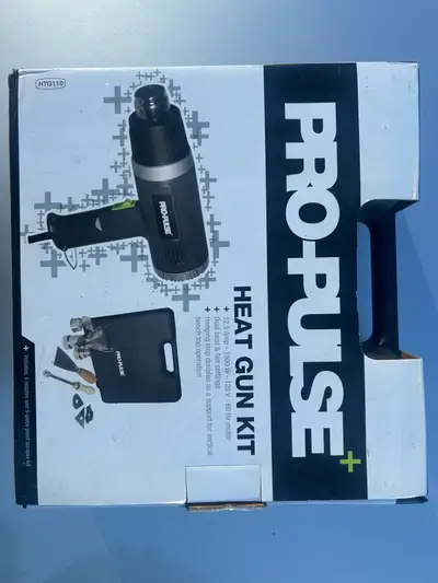 Pro-Pulse heat gun kit (model HTG110), new and unused. Includes: • Heat gun (1500W) • Multiple nozzl...