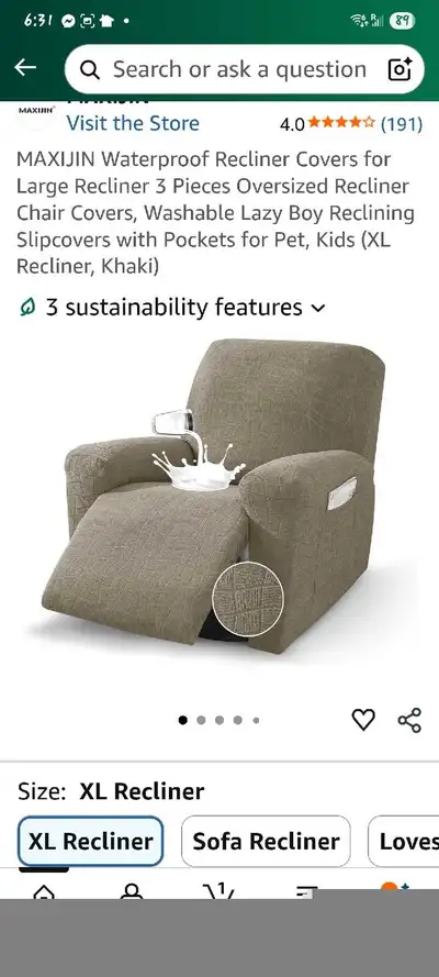 MAXIJIN Recliner Cover -NEW, View more