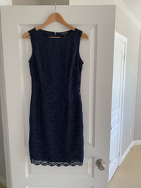 Beautiful Navy Blue Lace Dress Size 4 FOR SALE!