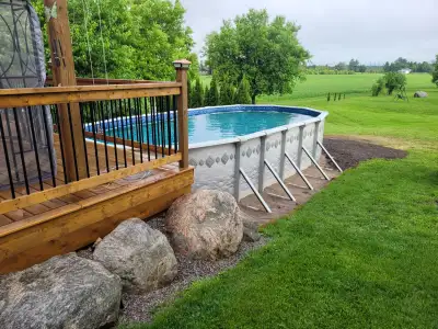 Above ground pool installation, View more