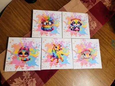 Rainbow Animal Canvas Wall Art Set, View more