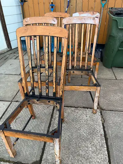 6 Sturdy High Back Wood Chairs, View more