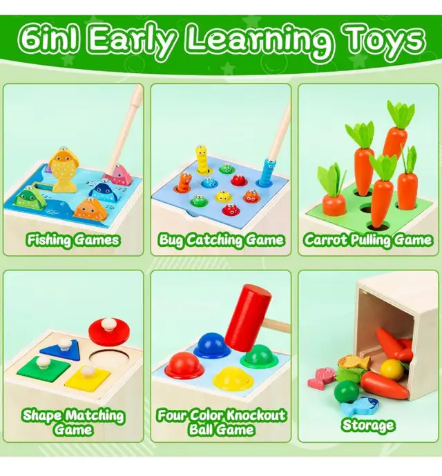 5 in 1 Montessori Toys for Toddlers 1 2 3 Year Old Boy Girl Gift
