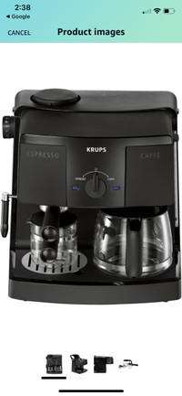 KRUPS Coffee and Espresso Machine Combination,Black in Box