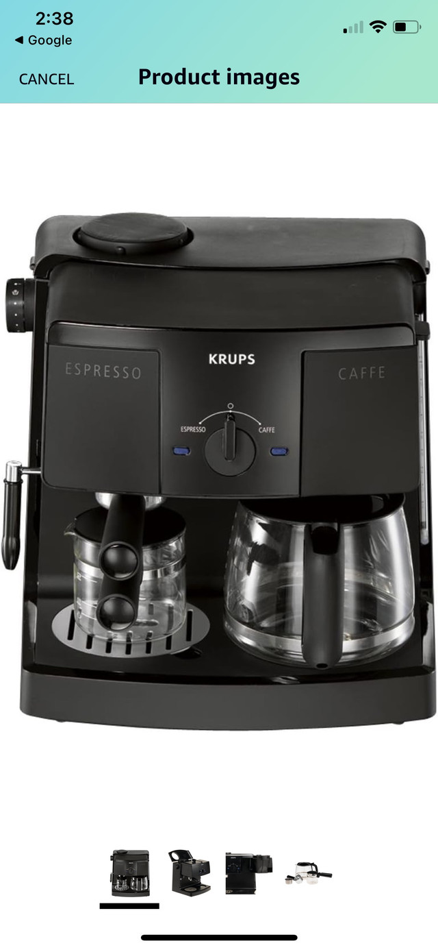 KRUPS Coffee and Espresso Machine Combination,Black in Box in Coffee Makers in Markham / York Region