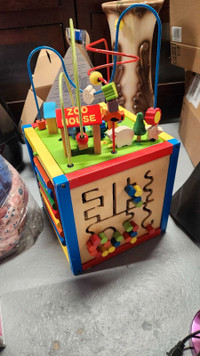 Baby wooden activity cube