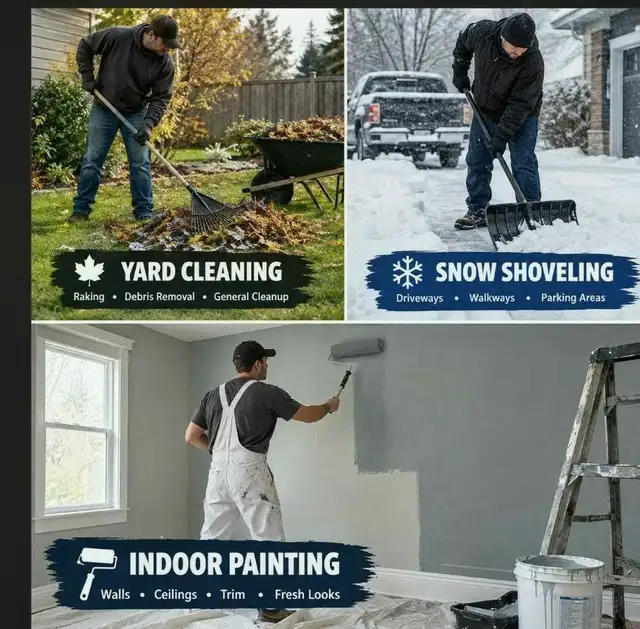 fall yard clean up. snow removal. Small painting jobs