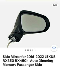 Lexus 350 RX450h  Passenger Side mirror 2016-2022