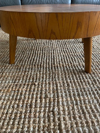 Low round wood/veneer coffee table