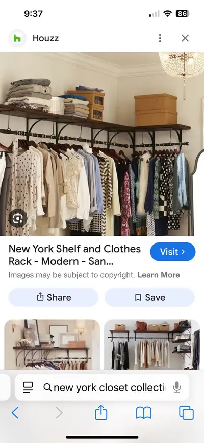clothing hanging rails and shelves, View more