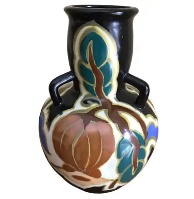 Vintage Gouda Style Pottery Vase Japan, View more