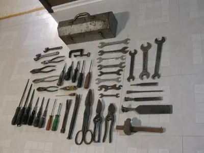 44 Piece Vintage Hand Tools, plus Metal Toolbox, View more