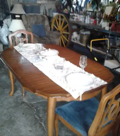 Table with Extension & Chairs, View more