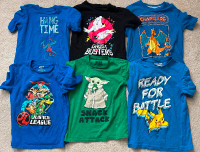 Boys Clothes Lot of 6 T-Shirts DC Marvel Star Wars Pokemon 6-8