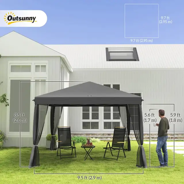 Outsunny Pop Up Canopy Tent Gazebo with Removable Mesh in Outdoor Décor in Markham / York Region - Image 2