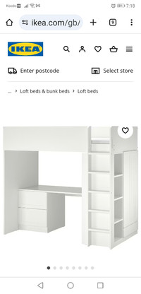 Kids loft bed with desk and storage
