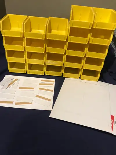 Uline brand new plastic storage 5”-4”-3” with stickers, View more