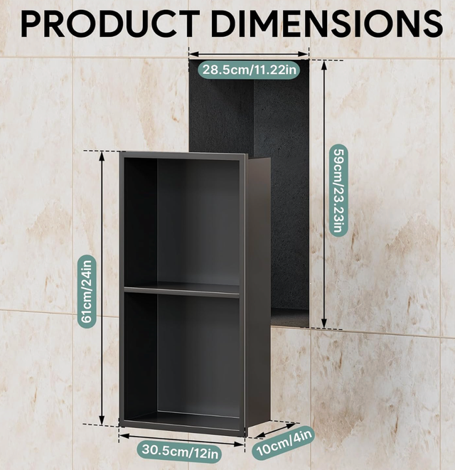 24"x12" Shower Niche Steel Double Shelf Organizer in Storage & Organization in Edmonton - Image 4