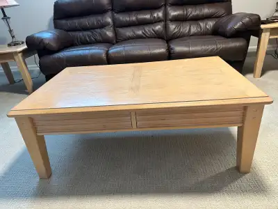 Wooden Coffee Table and 2 End Tables, View more