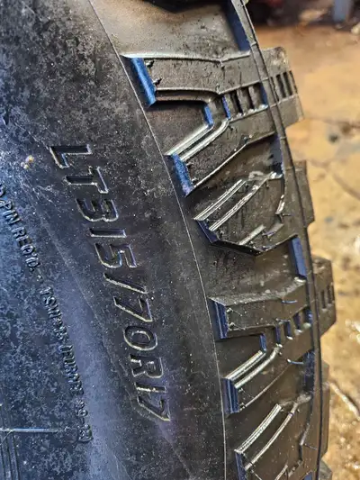 315/70/17. Hercules terra tec. Mt in good shape. Just looking for something different. Had them on m...
