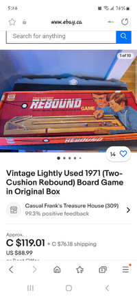 Vintage 1971 rebound board game in box