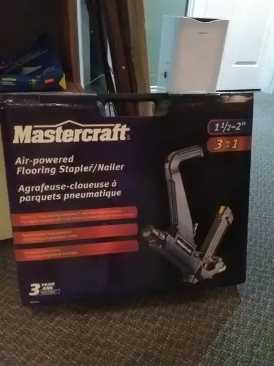 MASTERCRAFT Air-Powered Flooring Stapler/Nailer. Used for one flooring project only. Excellent condi...