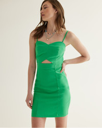 Plus size Sleeveless Bodycon Dress with Front Cut-Out detachable