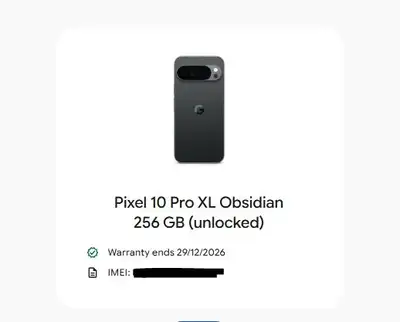 Obsidian Pixel 10 Pro XL 256GB - warranty Dec 2026, View more