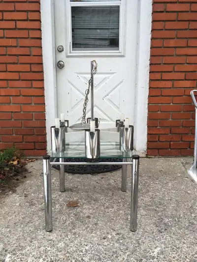 Very Cool Mid Century Modern CHROME Chandelier 1970, View more