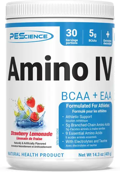 PEScience Amino IV, Strawberry Lemonade, BCAA and EAA Powder, View more