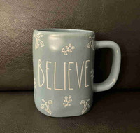 NEW Rae Dunn BELIEVE Mug with Floral Accents