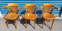 Trio bentwood armchairs café bistro tavern Thonet early 1900s