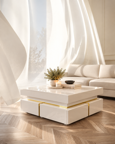 White High Gloss Coffee Table – Modern Contemporary Living Room, View more