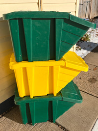 3 Stacking hopper bins perfect for recycling or storage