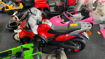 12V Kids Motorcycle with Training Wheels, Battery-Operated Motorbike for Kids with Lights, Music, up...