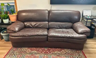 Brown Leather Sofa / Couch – $350 (Originally $2,000+), View more