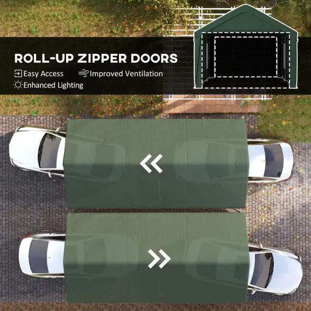 12’x’20’x9.8’, Carport w/2 Roll-Up Doors, 4 Windows, Dark Gree in Outdoor Tools & Storage in Markham / York Region - Image 7